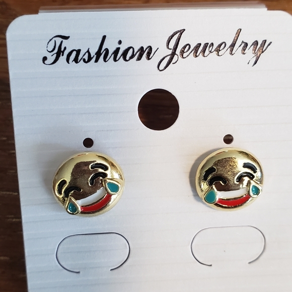 Laughing Emoji Earrings - Picture 2 of 2